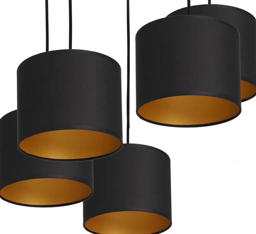 Lampa Wisząca ARDEN Czarny Złoty Abażur 5xE27