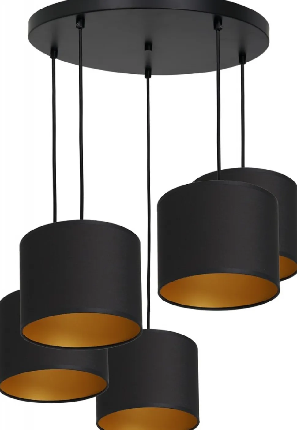 Lampa Wisząca ARDEN Czarny Złoty Abażur 5xE27