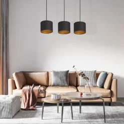 Lampa Wisząca ARDEN Czarny Złoty Abażur 3xE27