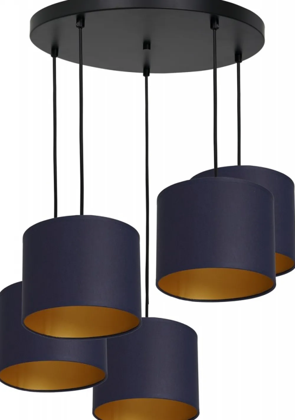 Lampa Wisząca ARDEN Niebieski Złoty Abażur 5xE27 * Luminex
