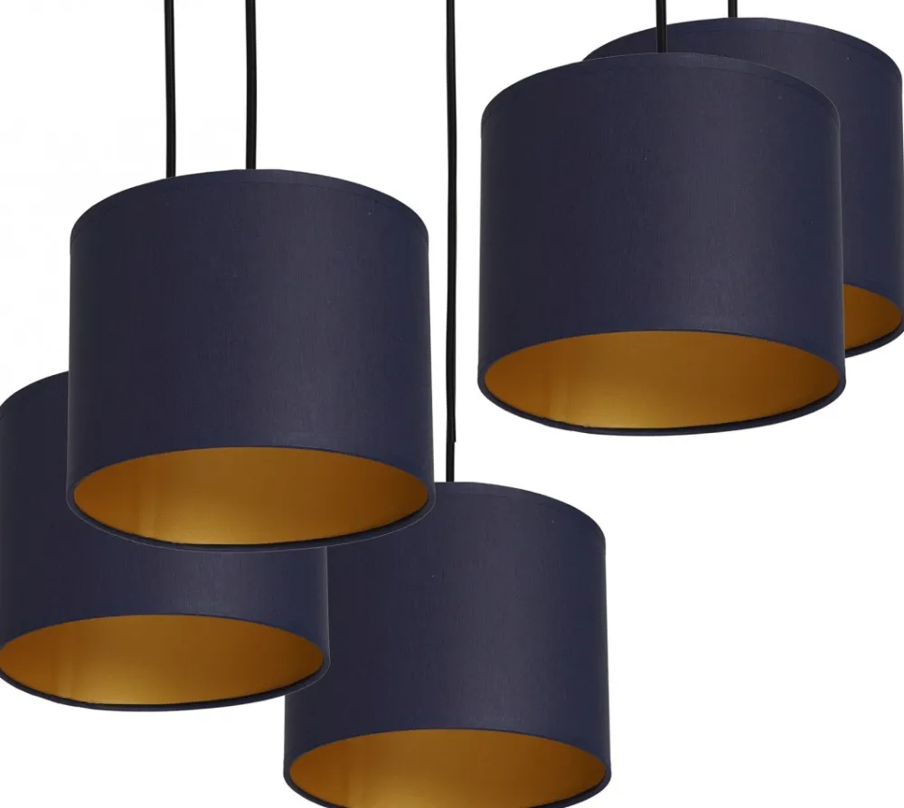 Lampa Wisząca ARDEN Niebieski Złoty Abażur 5xE27 * Luminex