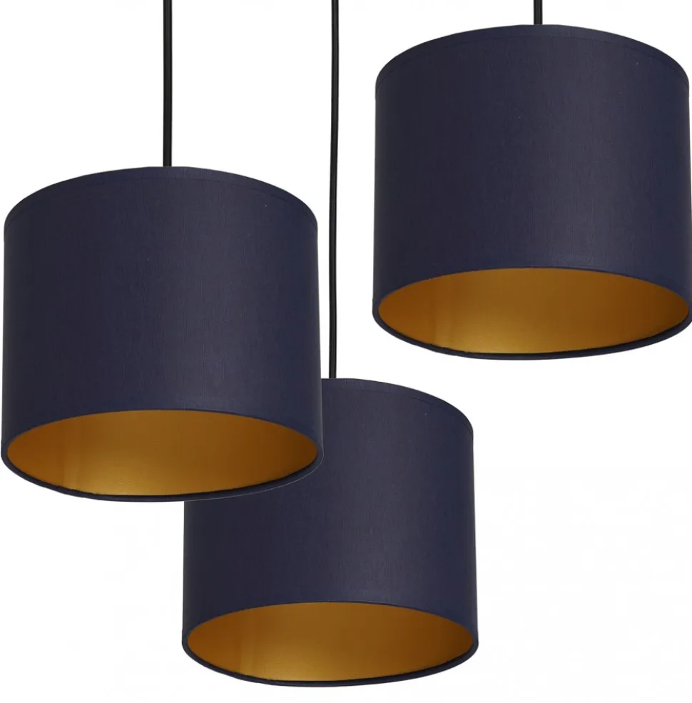 Lampa Wisząca ARDEN Niebieski Złoty Abażur 3xE27 Plafon