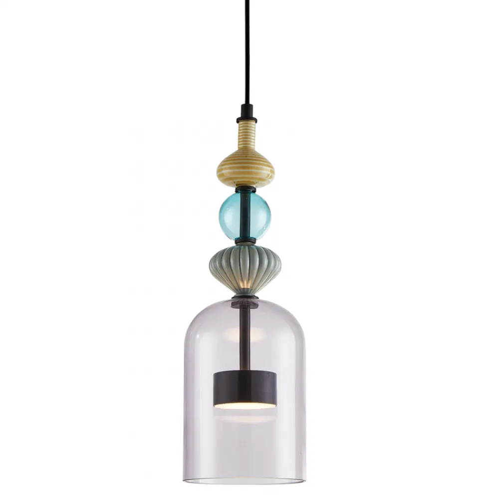 Lampa Wisząca ARTE 12W LED Czarny Szklany Klosz 13cm * Eko-light Best