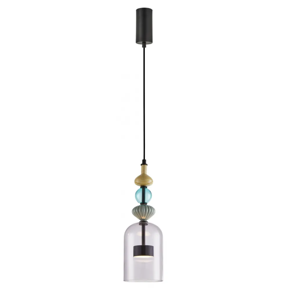 Lampa Wisząca ARTE 12W LED Czarny Szklany Klosz 13cm * Eko-light Best