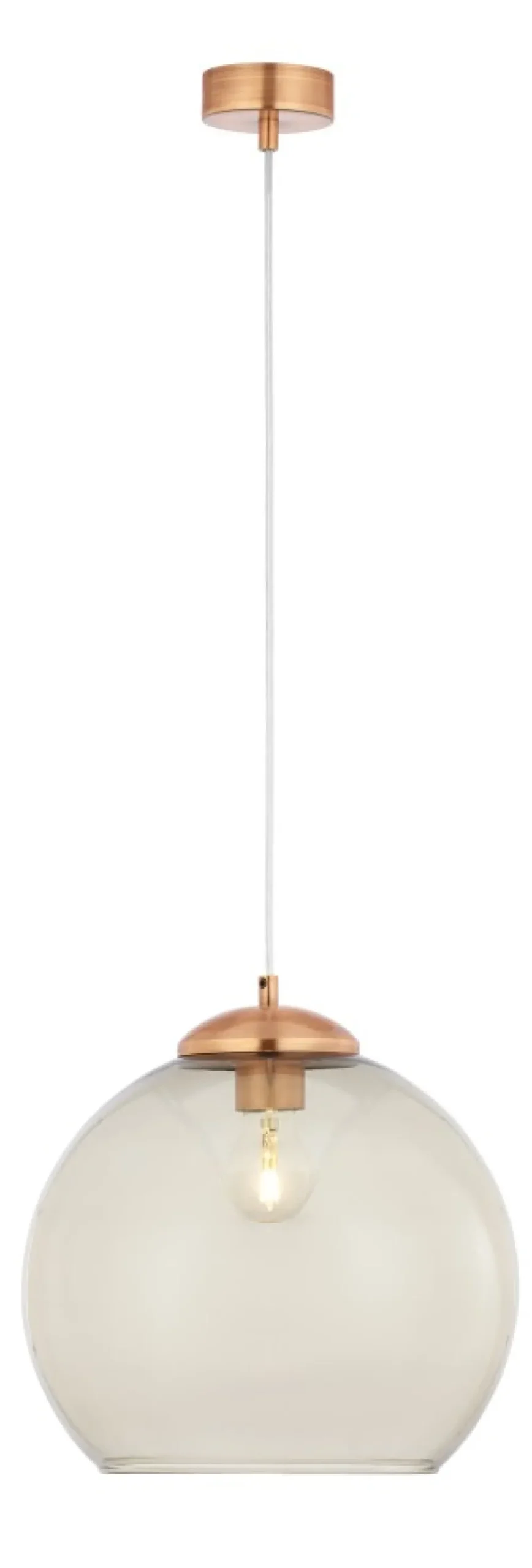 Lampa Wisząca ASTI Miedziany Szary Szklany Klosz 1xE27 29 cm * Jupiter Online