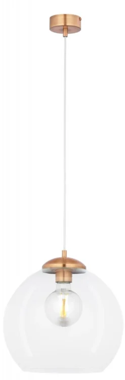 Lampa Wisząca ASTI Miedziany Transparentny Szklany Klosz 1xE27 29 cm * Jupiter Clearance