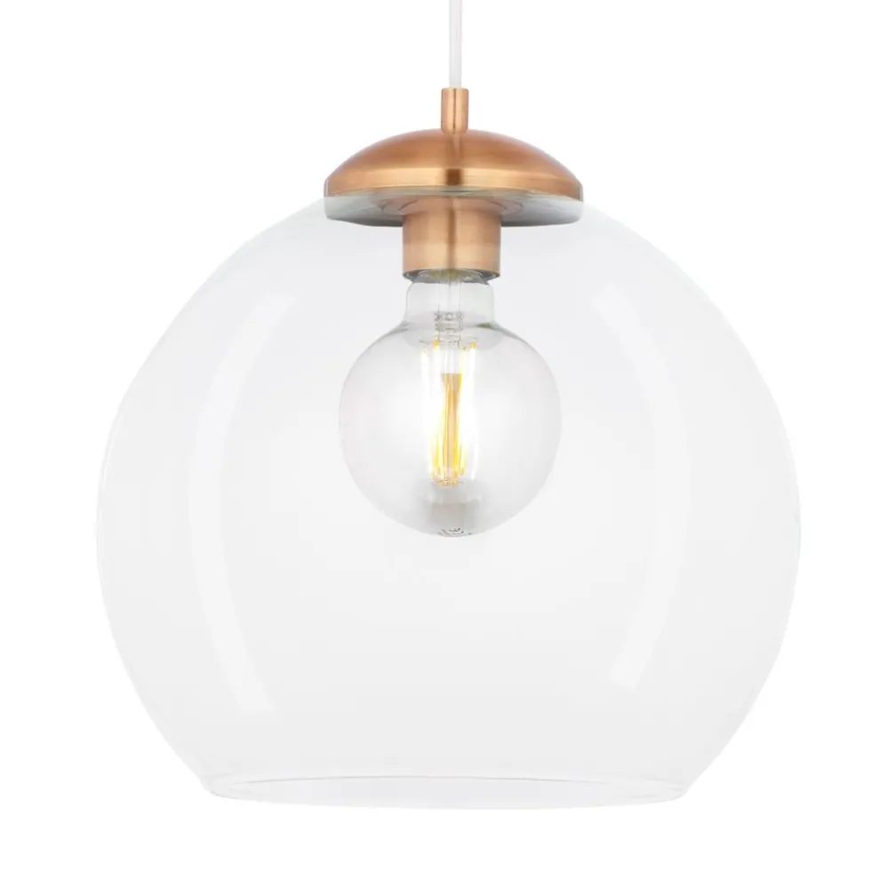 Lampa Wisząca ASTI Miedziany Transparentny Szklany Klosz 1xE27 29 cm * Jupiter Clearance