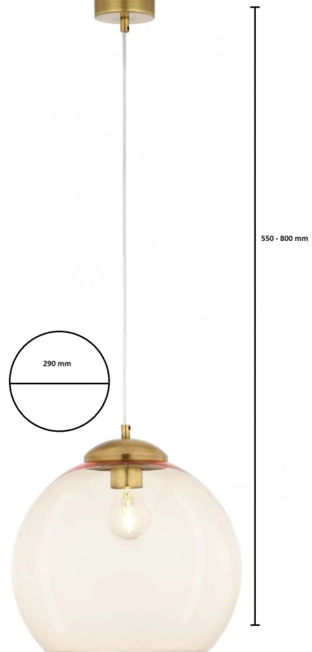 Lampa Wisząca ASTI Patyna Bursztynowy Szklany Klosz 1xE27 29 cm * Jupiter Sale