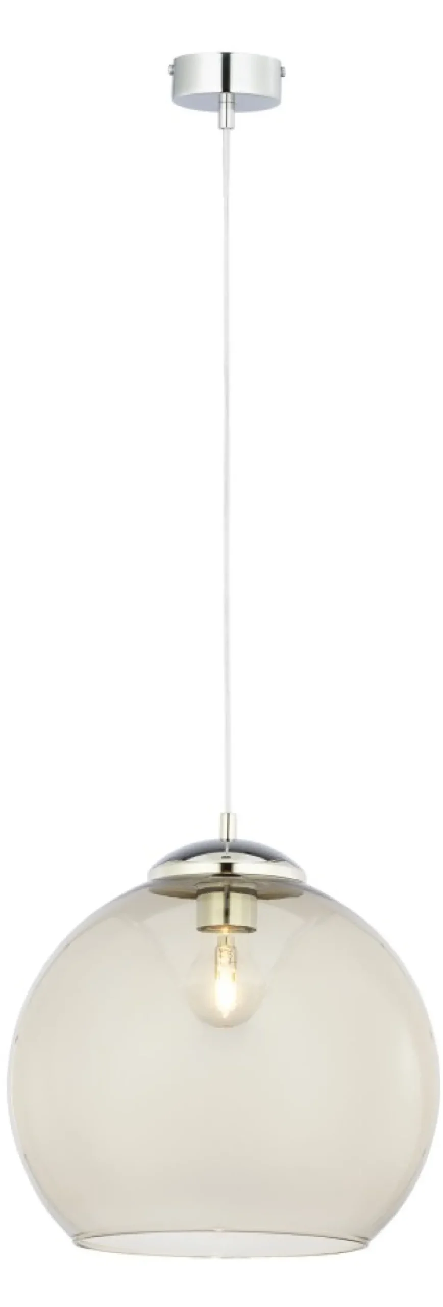 Lampa Wisząca ASTI Srebrny Szary Szklany Klosz 1xE27 29 cm * Jupiter Online