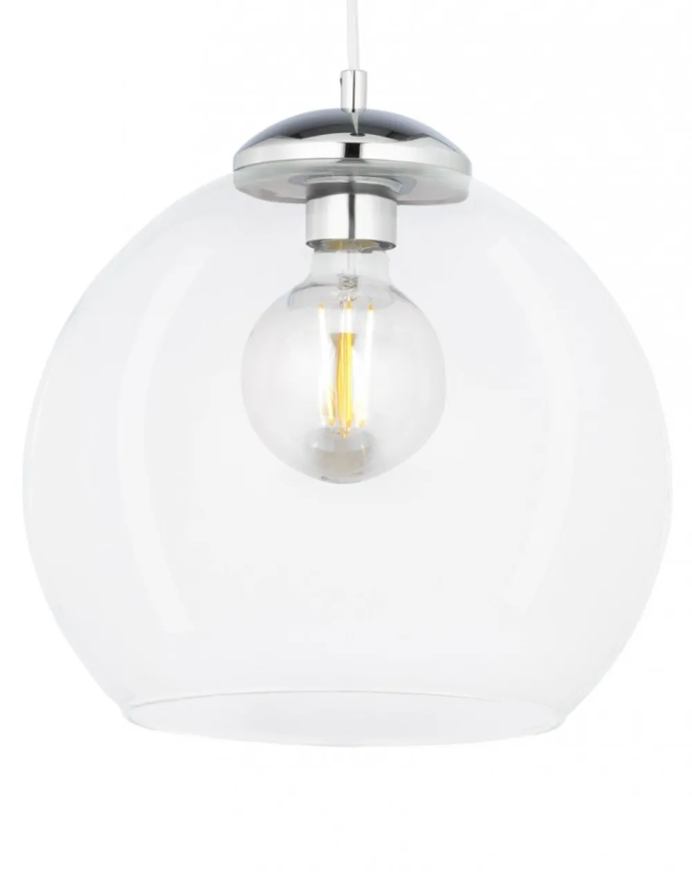Lampa Wisząca ASTI Srebrny Transparentny Szklany Klosz 1xE27 29 cm * Jupiter Best