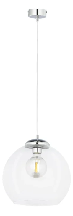 Lampa Wisząca ASTI Srebrny Transparentny Szklany Klosz 1xE27 29 cm * Jupiter Best