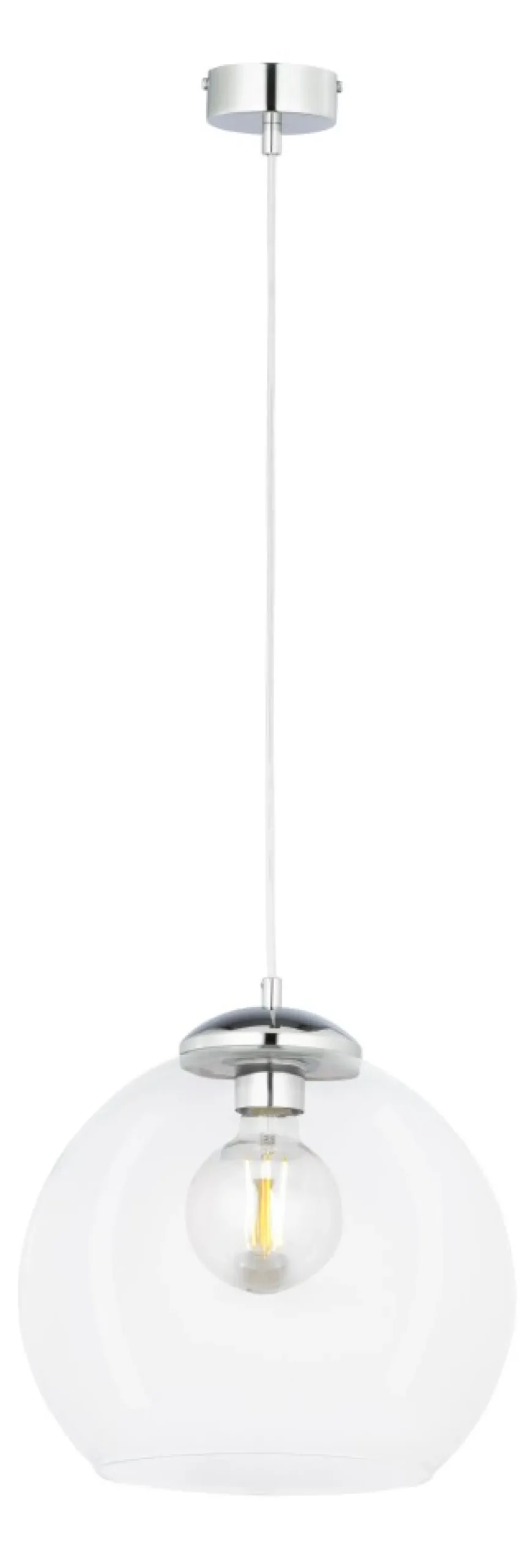Lampa Wisząca ASTI Srebrny Transparentny Szklany Klosz 1xE27 29 cm * Jupiter Best