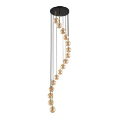 Lampa Wisząca AURORA Czarny Złoty Szklane Klosze 16xG9 220cm * TK Lighting Sale