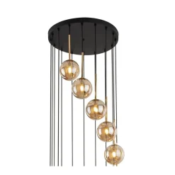 Lampa Wisząca AURORA Czarny Złoty Szklane Klosze 16xG9 220cm * TK Lighting Sale