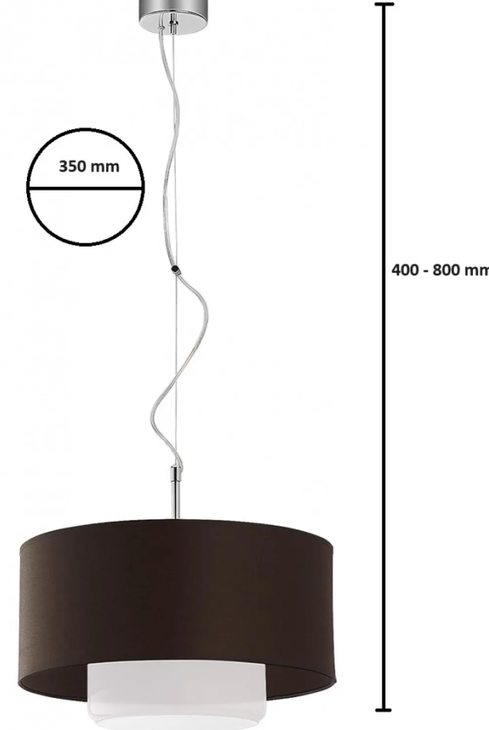 Lampa Wisząca AVEO Brązowy Biały Abażur Szklany Klosz 1xE27 35 cm * Jupiter Discount