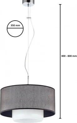Lampa Wisząca AVEO Czarny Biały Abażur Szklany Klosz 1xE27 35 cm * Jupiter Clearance