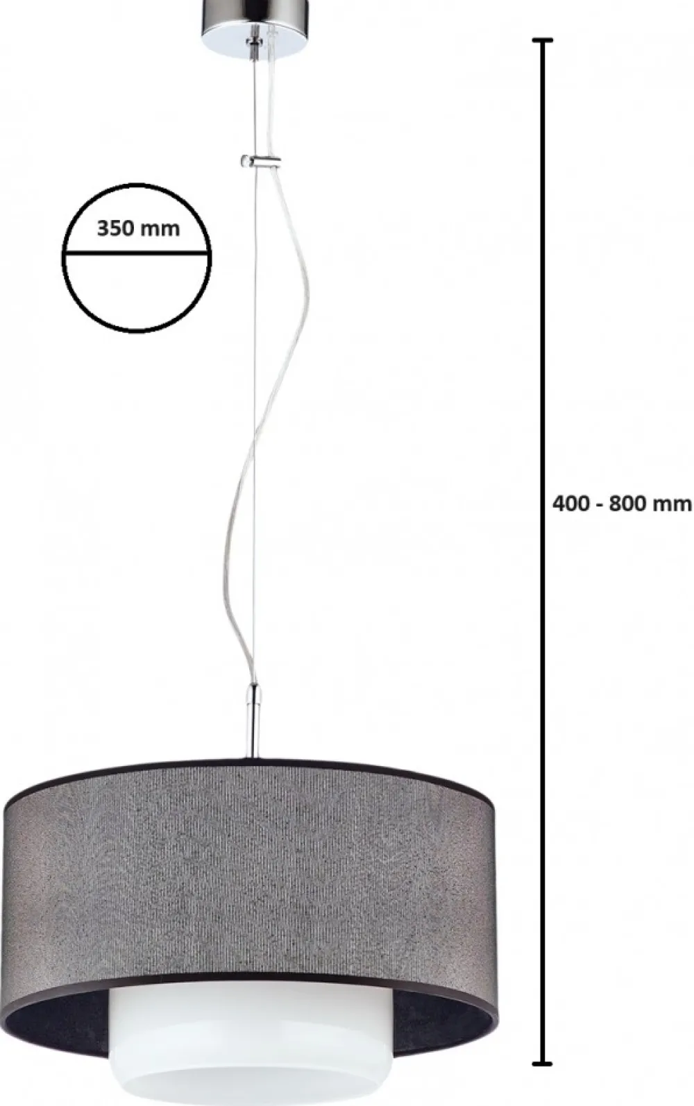 Lampa Wisząca AVEO Czarny Biały Abażur Szklany Klosz 1xE27 35 cm * Jupiter Clearance