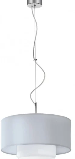 Lampa Wisząca AVEO Srebrny Biały Abażur Szklany Klosz 1xE27 35 cm * Jupiter New