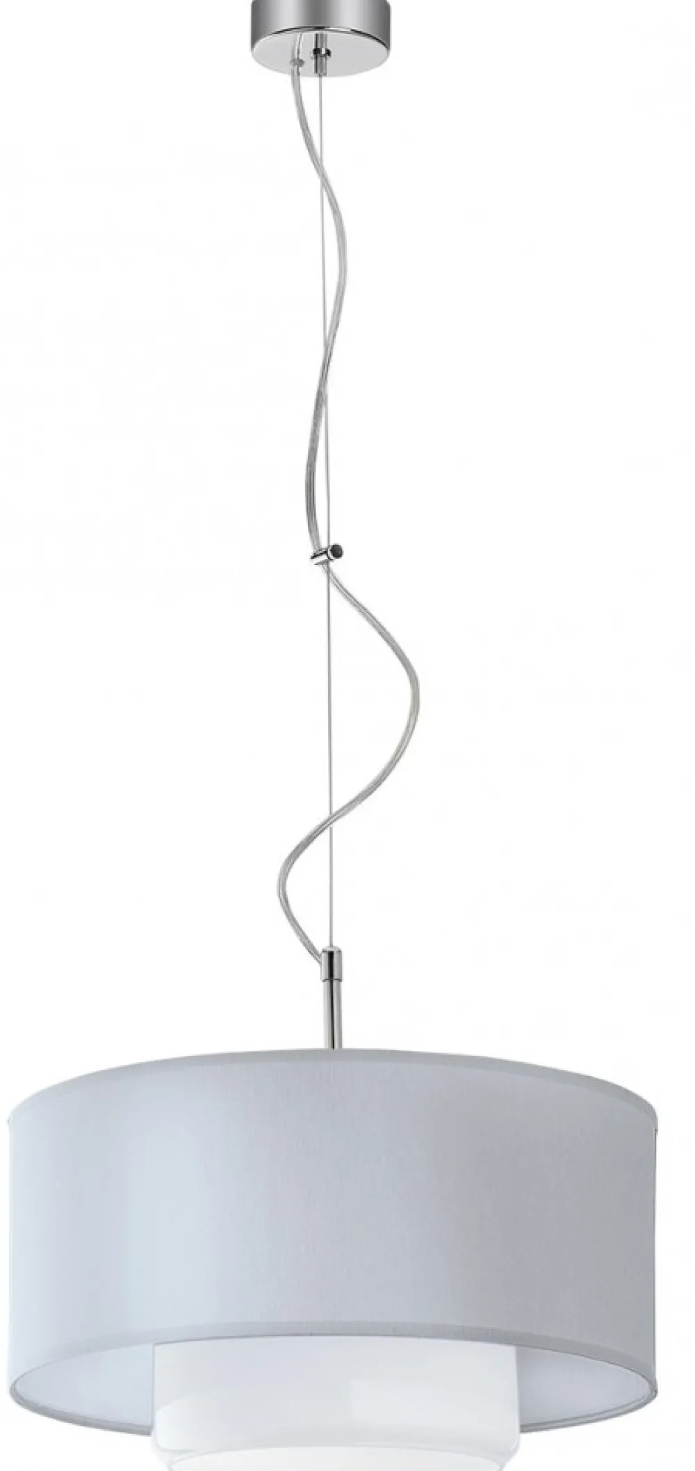 Lampa Wisząca AVEO Srebrny Biały Abażur Szklany Klosz 1xE27 35 cm * Jupiter New