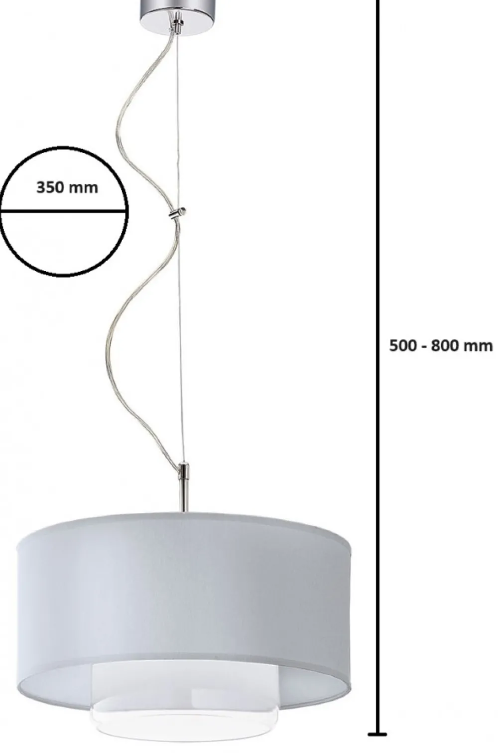 Lampa Wisząca AVEO Srebrny Transparentny Abażur Szklany Klosz 1xE27 35 cm * Jupiter Best