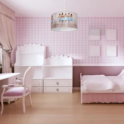 Lampa Wisząca BALLERINA Biały Różowy Abażur 1xE27 30cm * Eko-light New