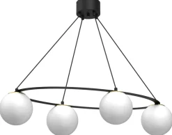 Lampa Wisząca BALLO Czarny Złoty Szklany Klosz 4xE27 * Luminex