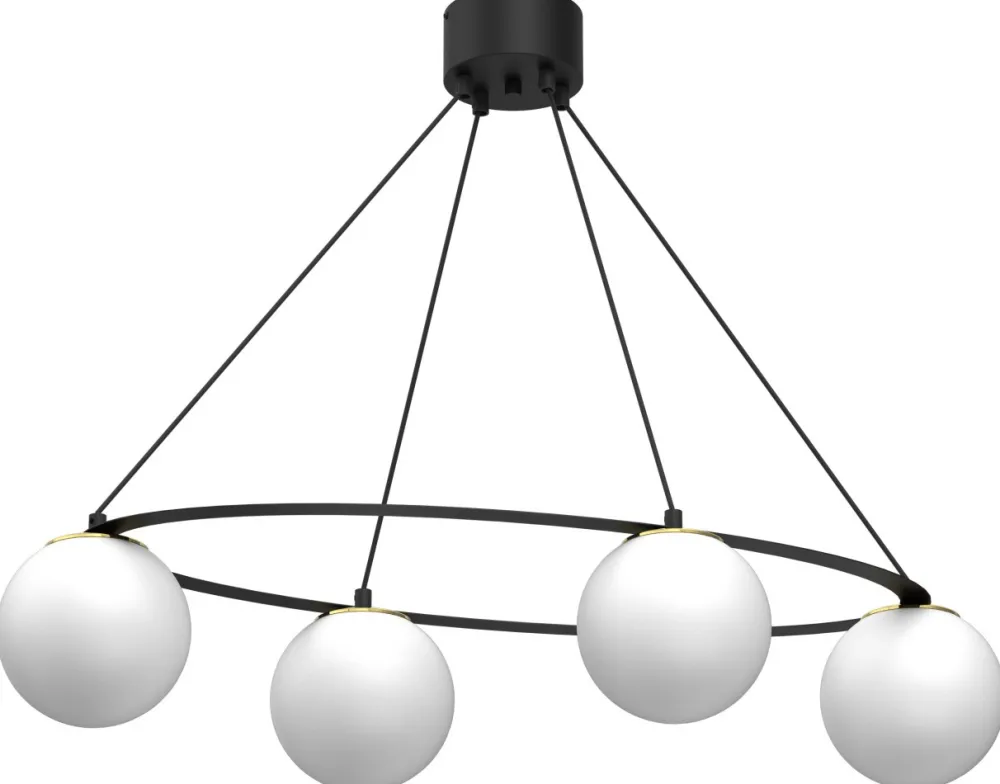 Lampa Wisząca BALLO Czarny Złoty Szklany Klosz 4xE27 * Luminex