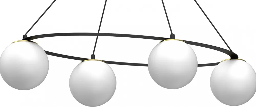 Lampa Wisząca BALLO Czarny Złoty Szklany Klosz 4xE27 * Luminex