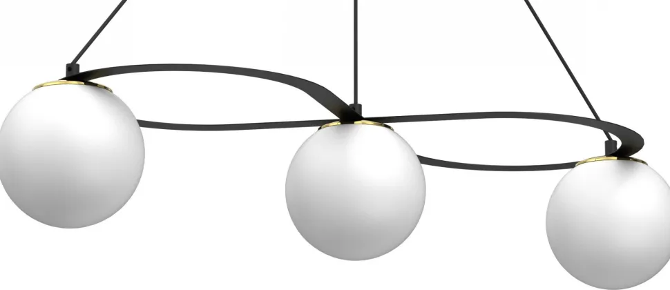 Lampa Wisząca BALLO Czarny Złoty Szklany Klosz 2xE27 * Luminex New