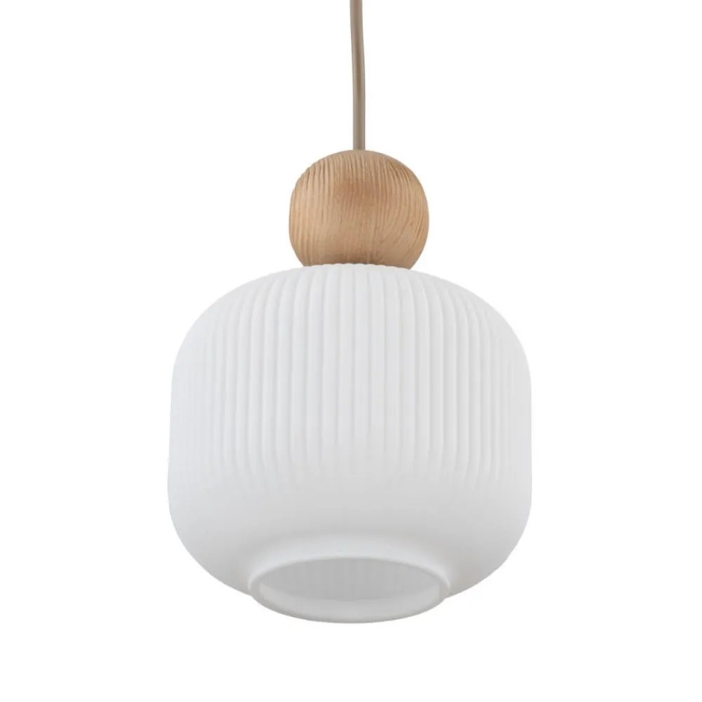 Lampa wisząca BALLO sabia beżowa klosz biały 1xE14 15 cm * TK Lighting Outlet