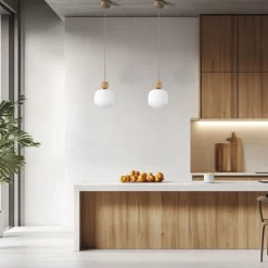 Lampa wisząca BALLO sabia beżowa klosz biały 1xE14 15 cm * TK Lighting Outlet