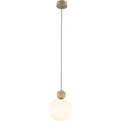Lampa wisząca BALLO sabia beżowa klosz biały 1xE14 15 cm * TK Lighting Outlet