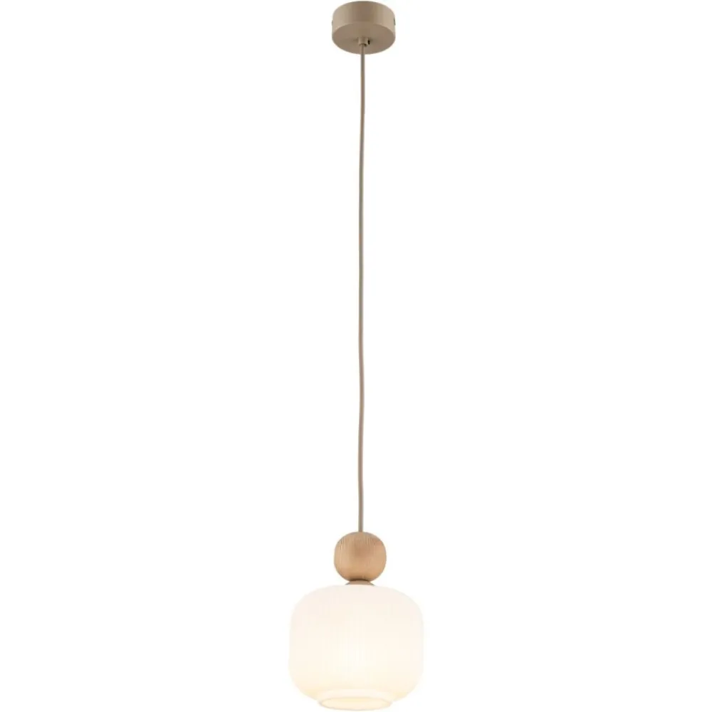 Lampa wisząca BALLO sabia beżowa klosz biały 1xE14 15 cm * TK Lighting Outlet