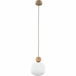 Lampa wisząca BALLO sabia beżowa klosz biały 1xE14 15 cm * TK Lighting Outlet