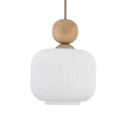 Lampa wisząca BALLO sabia beżowa klosz biały 1xE14 15 cm * TK Lighting Outlet