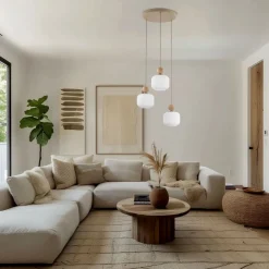 Lampa wisząca BALLO sabia beżowa klosz biały 3xE14 * TK Lighting Hot