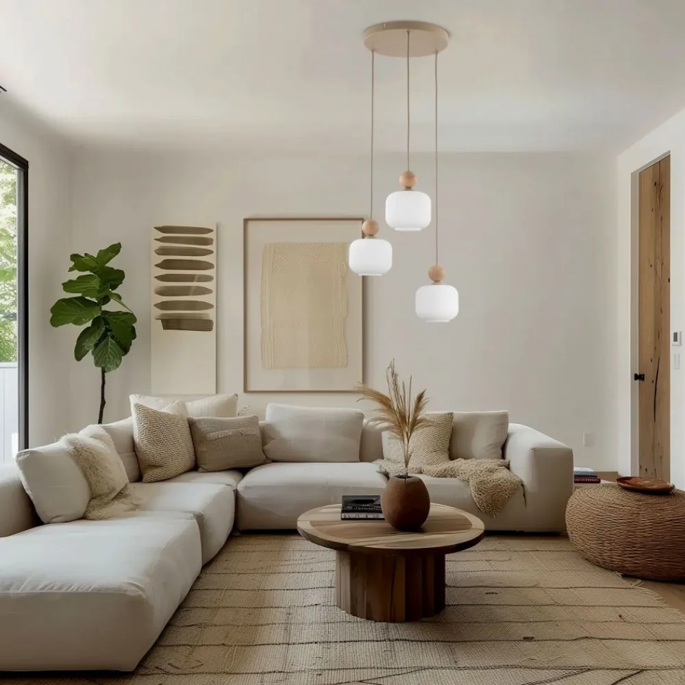 Lampa wisząca BALLO sabia beżowa klosz biały 3xE14 * TK Lighting Hot