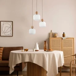 Lampa wisząca BALLO sabia beżowa klosz biały 3xE14 * TK Lighting Hot