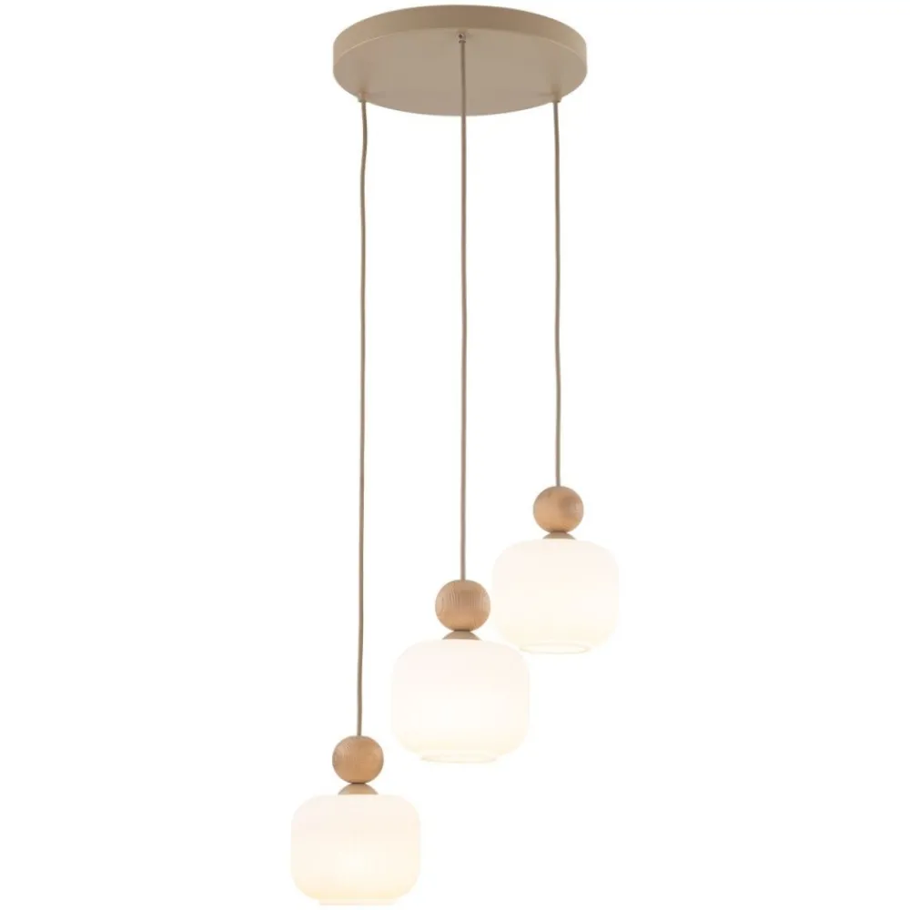Lampa wisząca BALLO sabia beżowa klosz biały 3xE14 * TK Lighting Hot