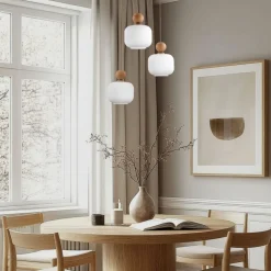 Lampa wisząca BALLO sabia beżowa klosz biały 3xE14 * TK Lighting Hot