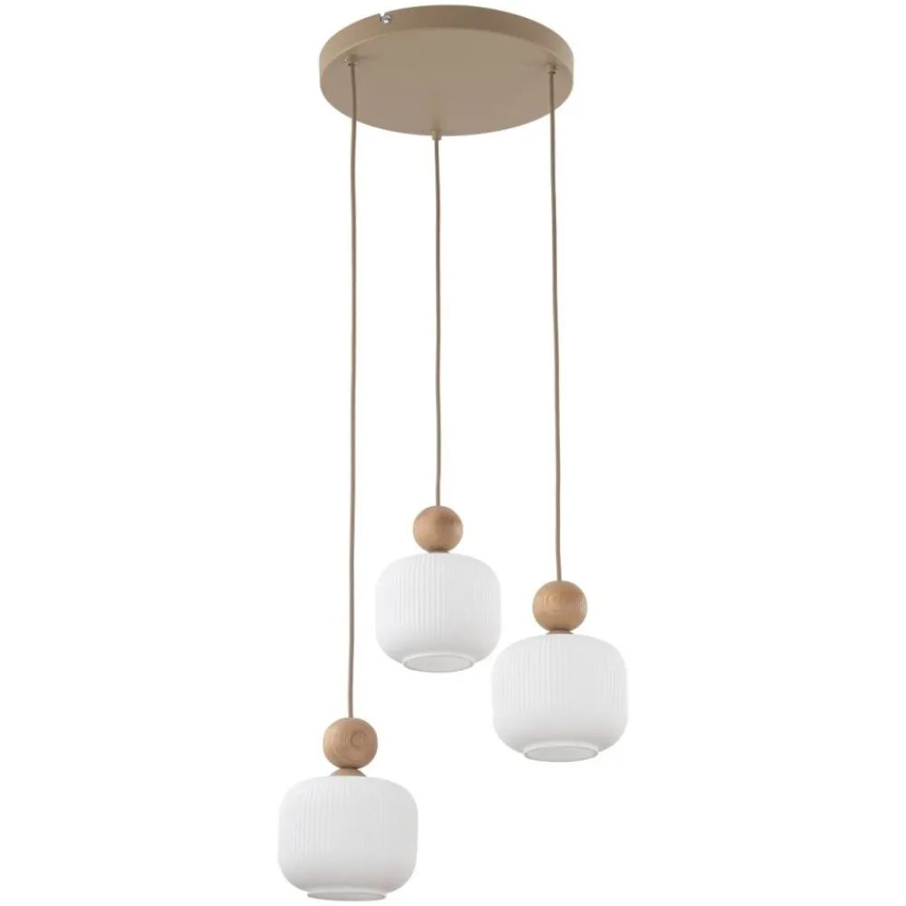 Lampa wisząca BALLO sabia beżowa klosz biały 3xE14 * TK Lighting Hot