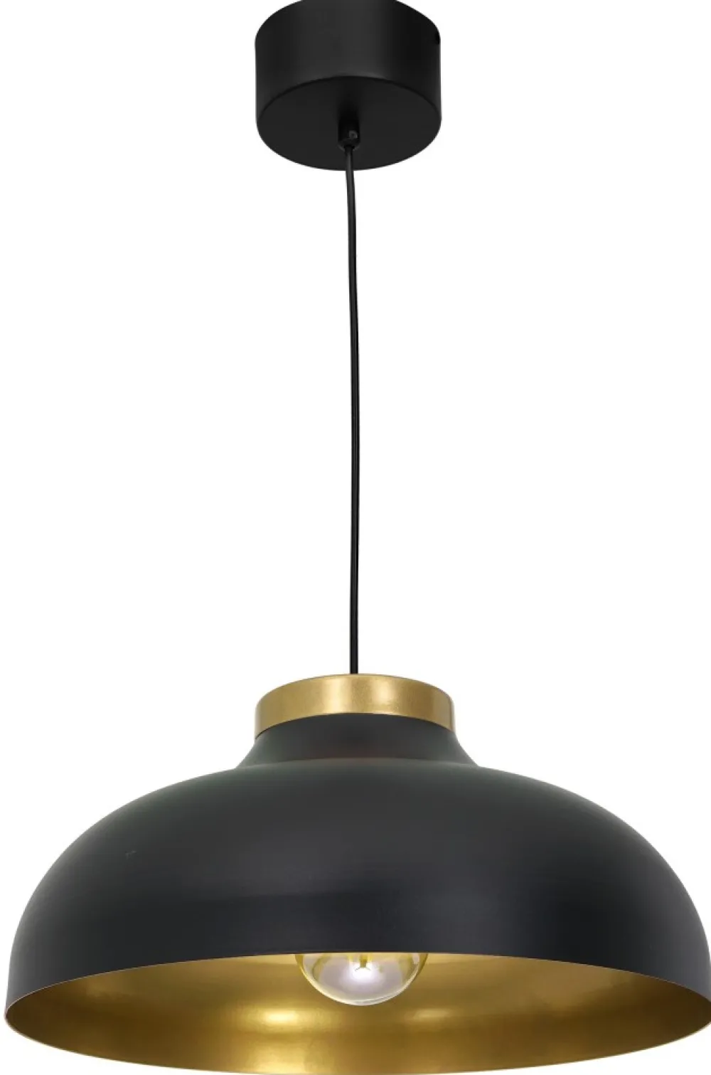Lampa Wisząca BASCA Czarny Złoty Metalowy Klosz 1xE27 40cm * Luminex Best
