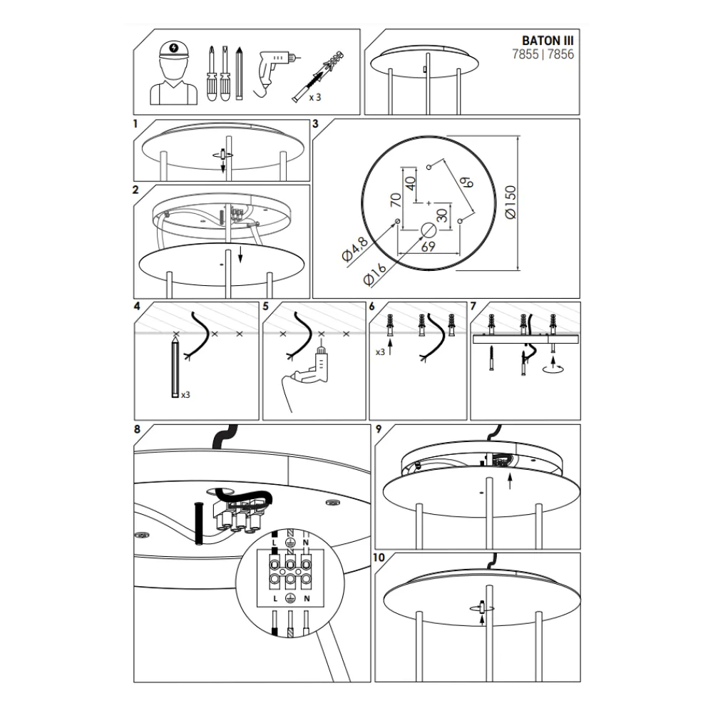 Lampa Wisząca BATON Czarny Złoty 3xE27 * Nowodvorski Sale