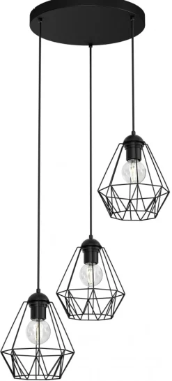 Lampa Wisząca BERGEN Czarny Metalowy Klosz 3xE27 Plafon * Luminex Best