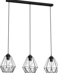 Lampa Wisząca BERGEN Czarny Metalowy Klosz 3xE27