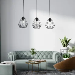 Lampa Wisząca BERGEN Czarny Metalowy Klosz 3xE27