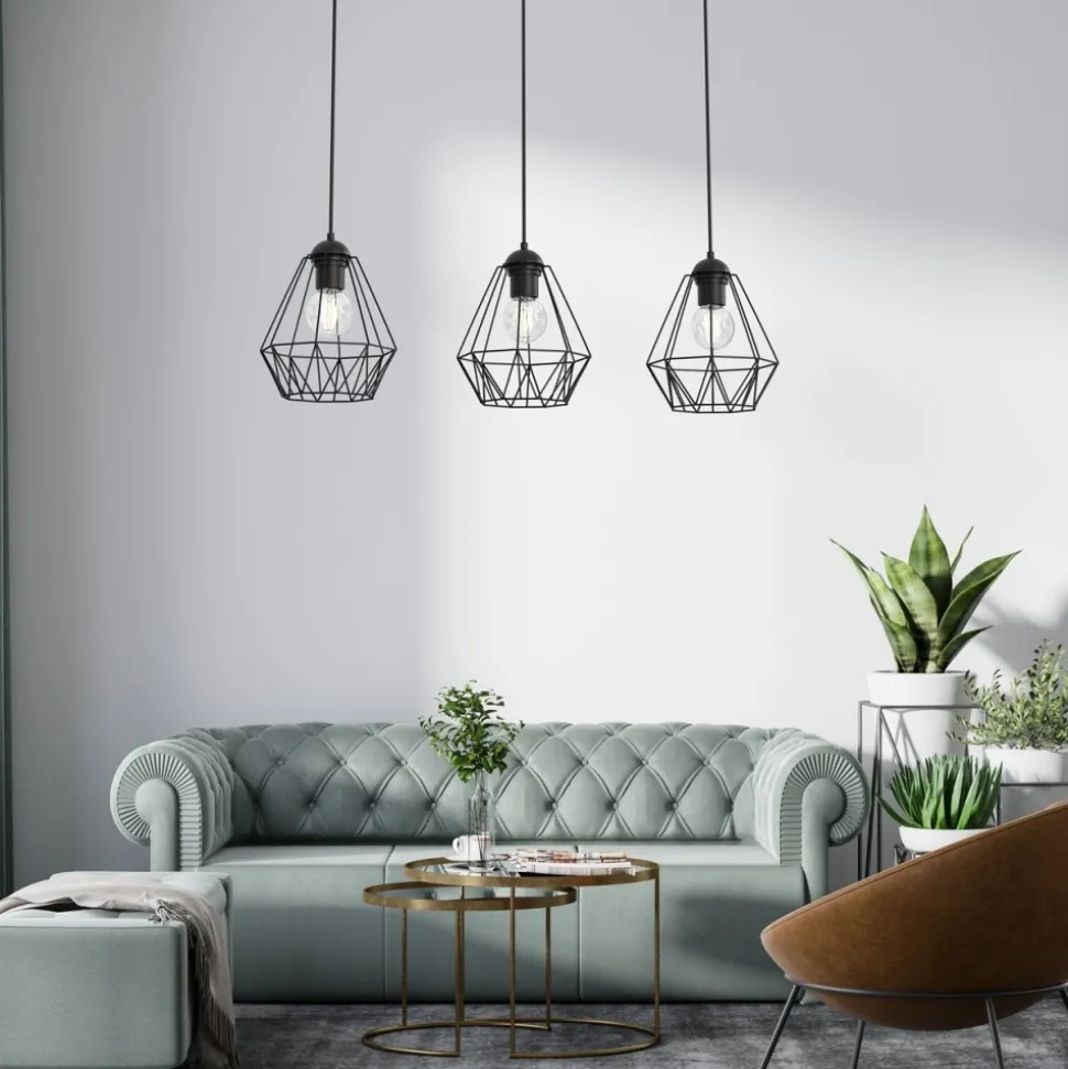 Lampa Wisząca BERGEN Czarny Metalowy Klosz 3xE27