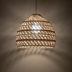 Lampa Wisząca BOHO Biały Brązowy Abażur 1xE27 43cm