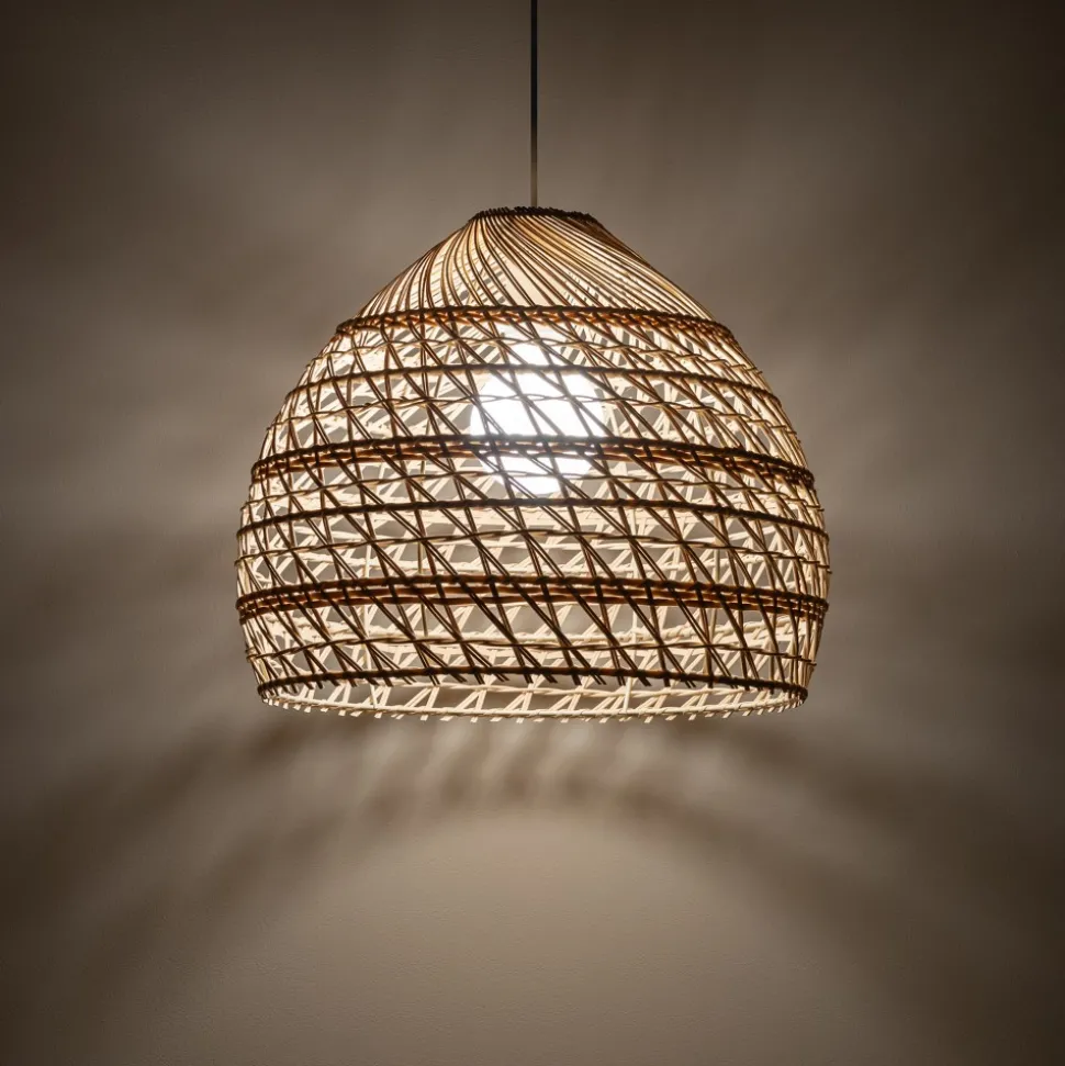 Lampa Wisząca BOHO Biały Brązowy Abażur 1xE27 43cm