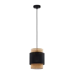 Lampa Wisząca BOHO Czarny Beżowy Abażur 1xE27 20 cm * TK Lighting New